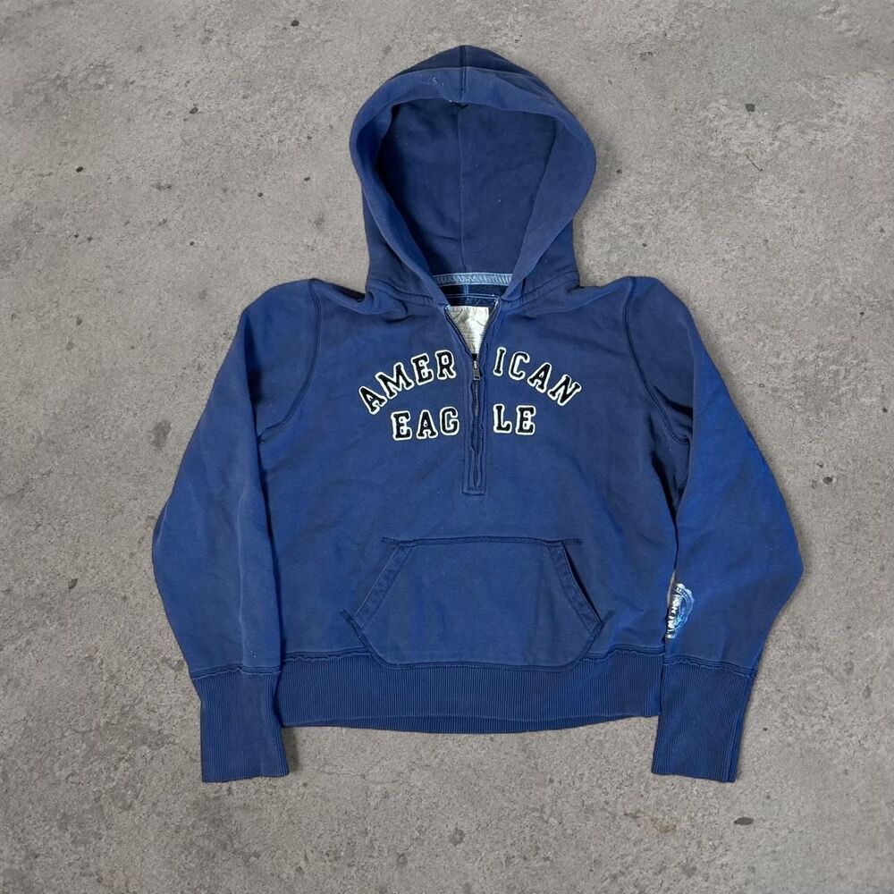 Y2K 2000’s American Eagle Outfitters navy blue quarter zip hoodie Women’s Large